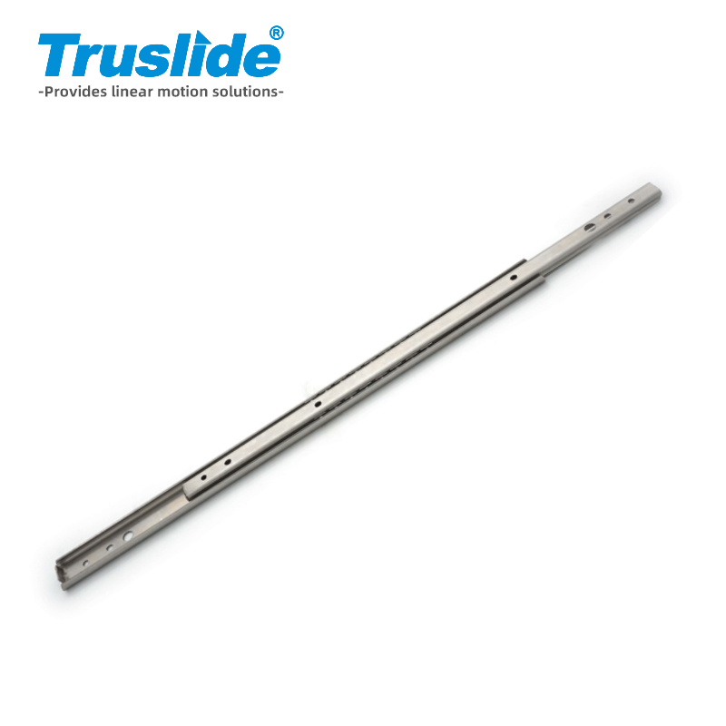 不锈钢304材质带锁9.6mm厚27mm宽轻载滑轨 最大承载35KG 用于办公设备，工业电子设备，医疗设备和汽车部分