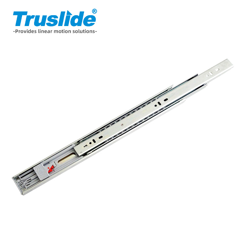 冷轧钢材质12.7mm厚45mm宽反弹轻载滑轨最大承载45KG 用于办公设备，工业电子设备，医疗设备和汽车部分