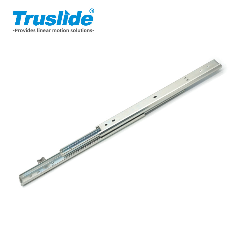 冷轧钢材质带锁19mm厚27mm宽轻载滑轨最大承载35KG 用于办公设备，工业电子设备，医疗设备和汽车部分